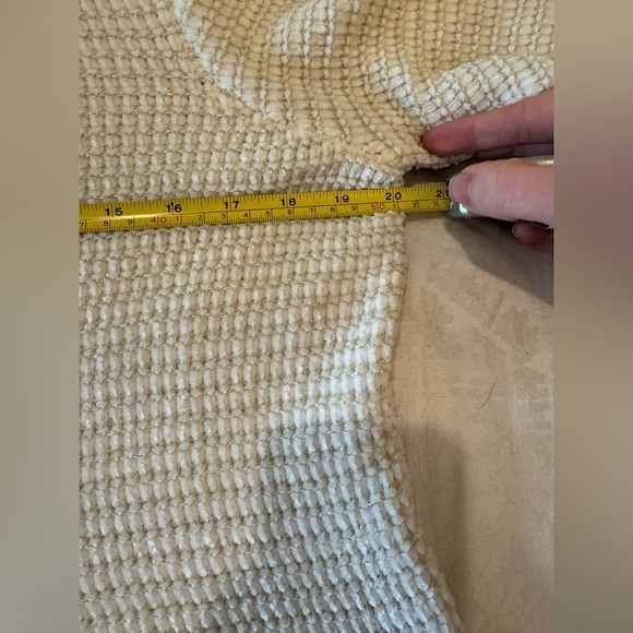 Anthropologie Moth white and gold metallic crew neck sweater wide sleeves - Picture 6 of 11